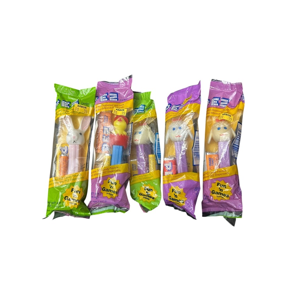 Vintage PEZ Easter Lot of 5 New Factory Sealed Bag Lamb Chop Variants NOS MOC